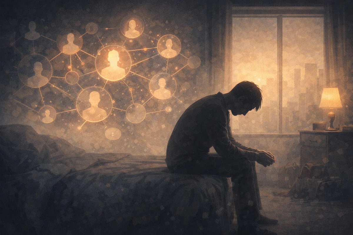 人の気配が残る静かな空間に、余韻のような形が漂い奥行きを感じさせる構図